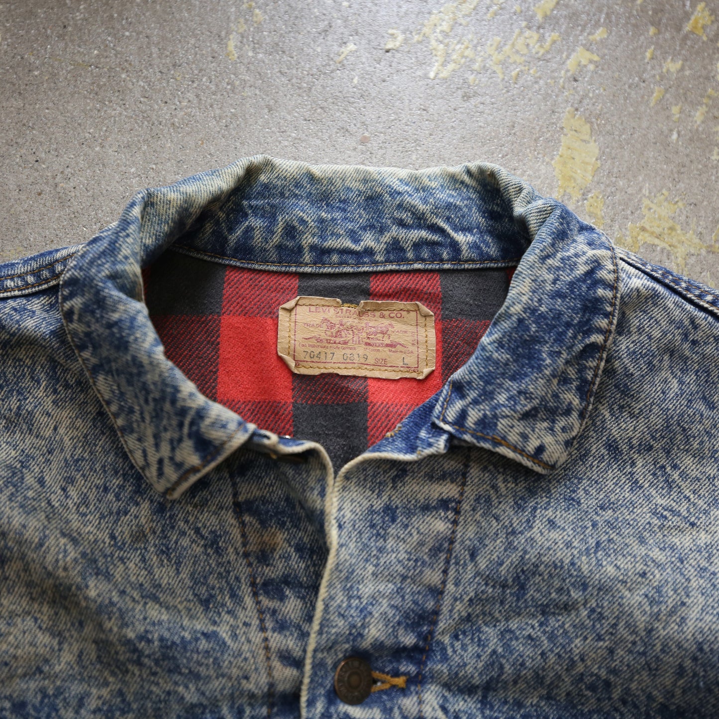men’sアウター デニムジャケット Gジャン バッファローチェック 80’s アシッドウォッシュ Levi's /リーバイス 70417−0819